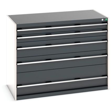 Cubio Drawer Cabinet, 5 Drawers, Anthracite Grey/Light Grey, 1000 x 1300 x 750mm