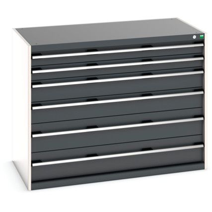 Cubio Drawer Cabinet, 6 Drawers, Anthracite Grey/Light Grey, 1000 x 1300 x 750mm