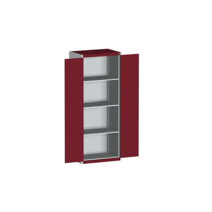 CUBIO STANDARD DUTY CUPBOARD 800x525x2000 LIGHT GREY/RED