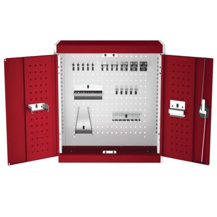 Cubio Wall Cabinet, 2 Doors,Grey/Red, 700 x 800 x 325mm