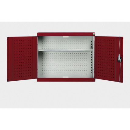 Cubio Wall Cabinet, 2 Doors,Grey/Red, 1000 x 1050 x 325mm