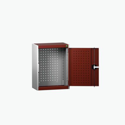 Cubio Wall Cabinet, 2 Doors,Grey/Red, 700 x 525 x 325mm