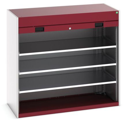 Cubio Storage Cabinet, 2 Roller Shutter Doors, Red, 1200 x 1300 x 1300mm