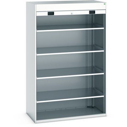 Cubio Storage Cabinet, 2 Roller Shutter Doors, Light Grey, 2000 x 1300 x 1300mm