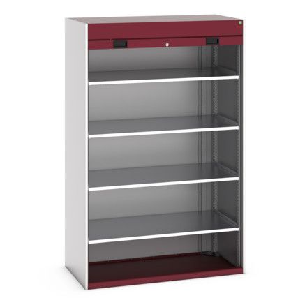 Cubio Storage Cabinet, 2 Roller Shutter Doors, Red, 2000 x 1300 x 1300mm