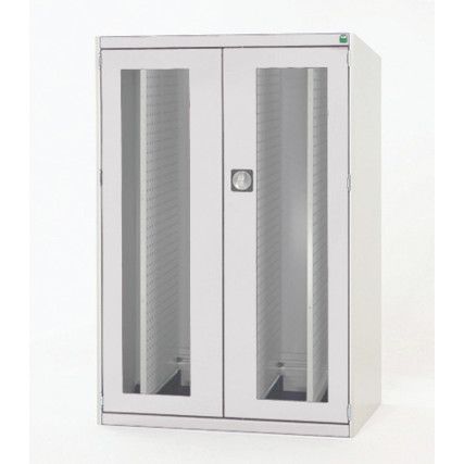 Cubio Sliding Panel Cupboard, 2 Clearview Doors, Light Grey, 1200 x 1050 x 650mm