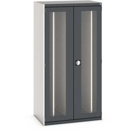 Cubio Sliding Panel Cupboard, 2 Clearview Doors, Anthracite Grey, 2000 x 1050 x 650mm