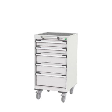 Cubio Mobile Storage Cabinet, 5 Drawers, Light Grey, 980 x 525 x 525mm