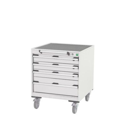 Cubio Mobile Storage Cabinet, 5 Drawers, Light Grey, 980 x 525 x 525mm