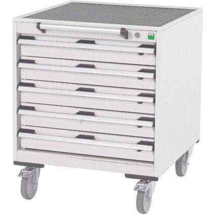 Cubio Mobile Storage Cabinet, 5 Drawers, Light Grey, 980 x 525 x 525mm