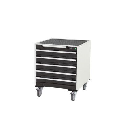 Cubio Mobile Storage Cabinet, 5 Drawers, Light Grey, 980 x 525 x 525mm