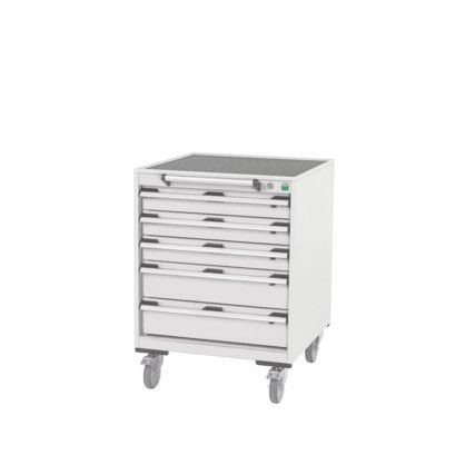 Cubio Mobile Storage Cabinet, 5 Drawers, Light Grey, 980 x 525 x 525mm