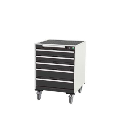 Cubio Mobile Storage Cabinet, 5 Drawers, Light Grey, 980 x 525 x 525mm