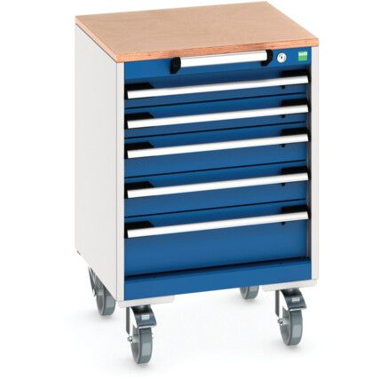 CUBIO MOBILE DRAWER CABINET 525x525x790 W/ 5 DRAWERS MPX WORKTOP