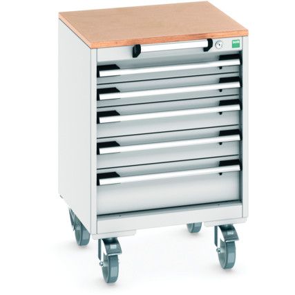 CUBIO MOBILE DRAWER CABINET 525x525x790 W/ 5 DRAWERS MPX WORKTOP