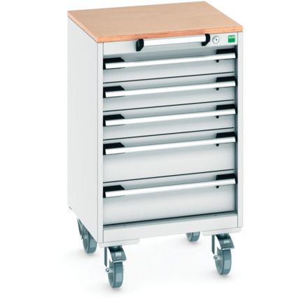 CUBIO MOBILE DRAWER CABINET 525x525x790 W/ 5 DRAWERS MPX WORKTOP