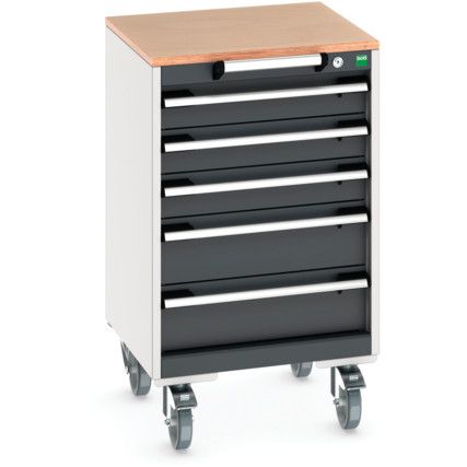 CUBIO MOBILE DRAWER CABINET 525x525x790 W/ 5 DRAWERS MPX WORKTOP