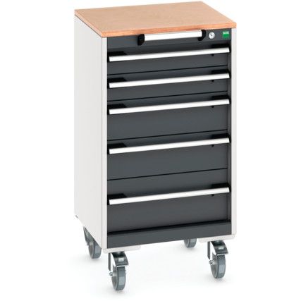 CUBIO MOBILE DRAWER CABINET 525x525x990 W/ 5 DRAWERS MPX WORKTOP