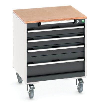 CUBIO MOBILE DRAWER CABINET 650x650x790 W/ 4 DRAWERS MPX WORKTOP