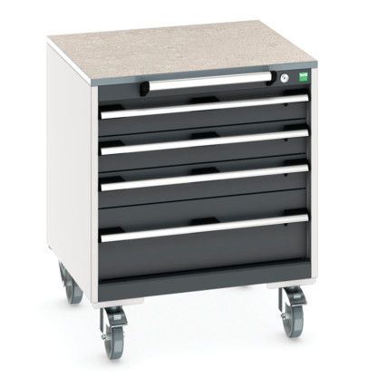 CUBIO MOBILE DRAWER CABINET 650x650x890 W/ 4 DRAWERS LINO WORKTOP