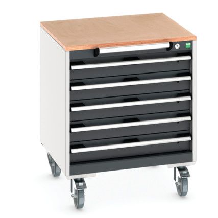 CUBIO MOBILE DRAWER CABINET 650x650x790 W/ 5 DRAWERS MPX WORKTOP