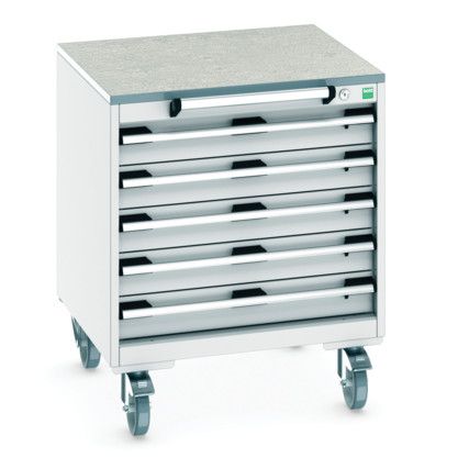 CUBIO MOBILE DRAWER CABINET 650x650x890 W/ 5 DRAWERS LINO WORKTOP