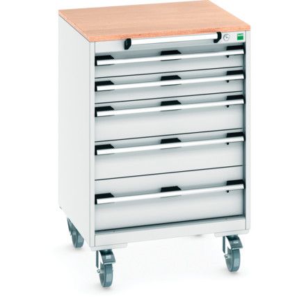 CUBIO MOBILE DRAWER CABINET 650x650x990 W/ 5 DRAWERS MPX WORKTOP