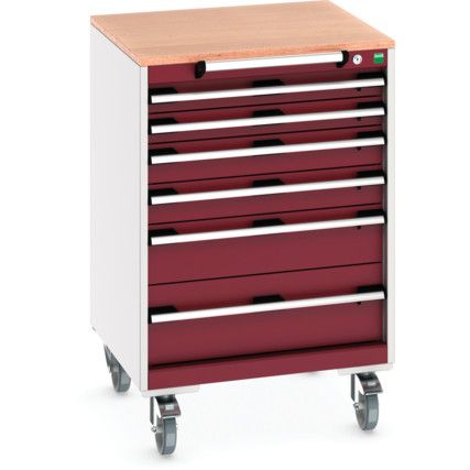 CUBIO MOBILE DRAWER CABINET 650x650x990 W/ 7 DRAWERS MPX WORKTOP