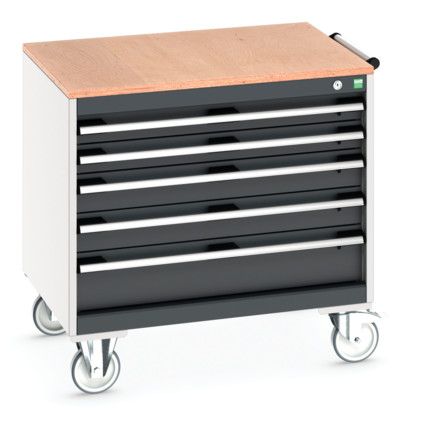 CUBIO MOBILE DRAWER CABINET 800x650x790 W/ 5 DRAWERS MPX WORKTOP