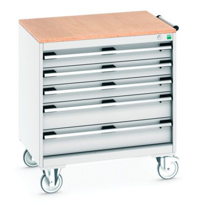 CUBIO MOBILE DRAWER CABINET 800x650x890 W/ 5 DRAWERS MPX WORKTOP