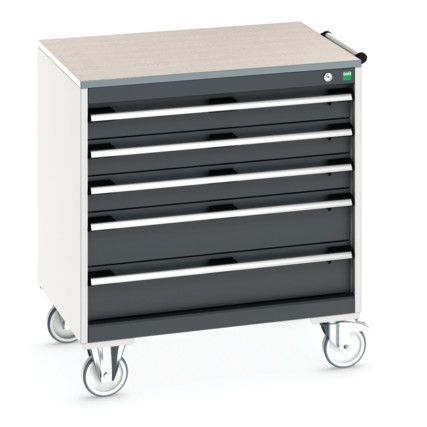 CUBIO MOBILE DRAWER CABINET 800x650x990 W/ 5 DRAWERS LINO WORKTOP