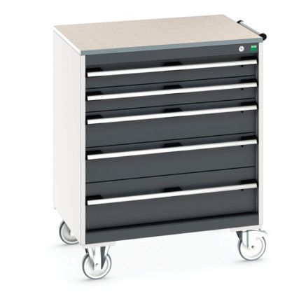 CUBIO MOBILE DRAWER CABINET 800x650x990 W/ 5 DRAWERS LINO WORKTOP