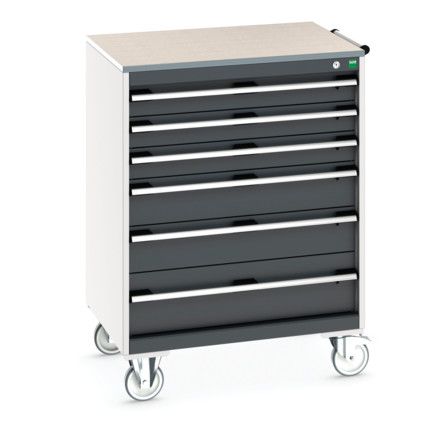 CUBIO MOBILE DRAWER CABINET 800x650x1090 & 6 DRAWERS LINO WORKTOP