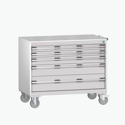 Cubio Mobile Storage Cabinet, 5 Drawers, Light Grey, 880 x 1050 x 650mm