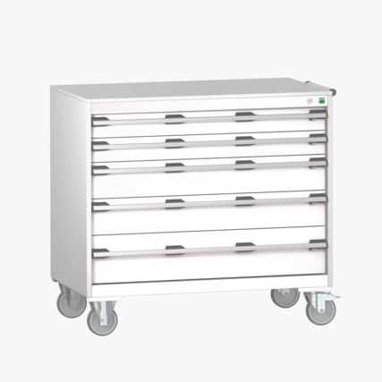 Cubio Mobile Storage Cabinet, 5 Drawers, Light Grey, 880 x 1050 x 650mm