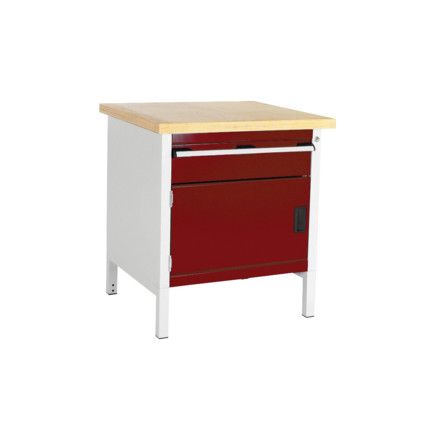 CUBIO STORAGE BENCH 778-1.3 WITH MPX WORKTOP-LIGHT GREY/RED