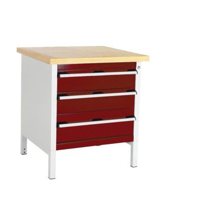 CUBIO STORAGE BENCH 778-1.4 WITH MPX WORKTOP-LIGHT GREY/RED