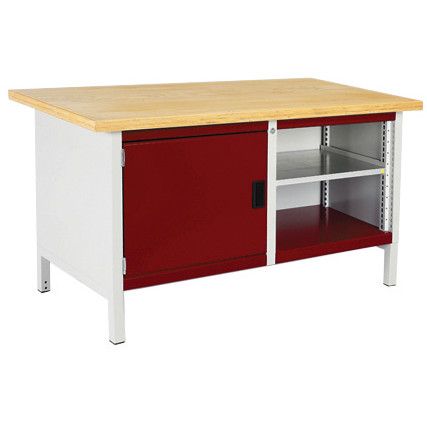 CUBIO STORAGE BENCH 1578-1.1 WITH MPX WORKTOP-LIGHT GREY/RED