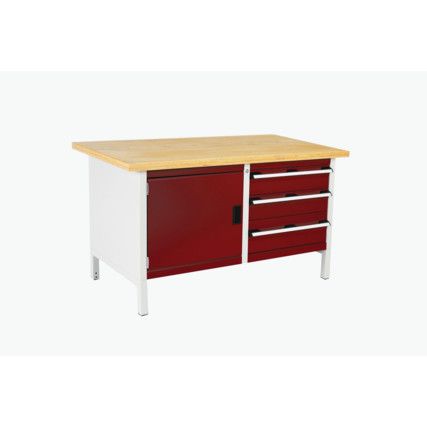 CUBIO STORAGE BENCH 1578-1.3 WITH MPX WORKTOP-LIGHT GREY/RED