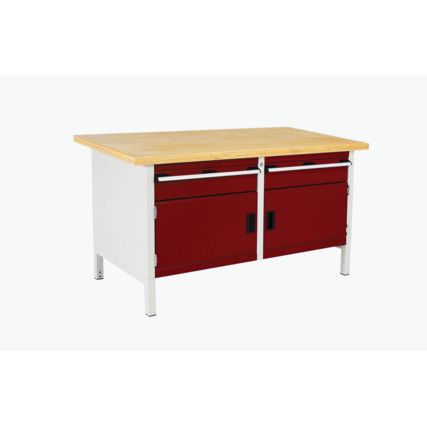 CUBIO STORAGE BENCH 1578-1.4 WITH MPX WORKTOP-LIGHT GREY/RED