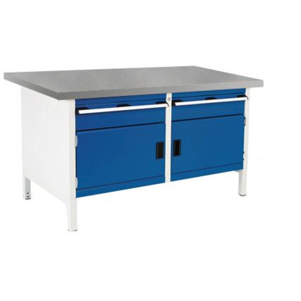 CUBIO STORAGE BENCH 1578-3.4 WITH LINO WORKTOP-LIGHT GREY/BLUE