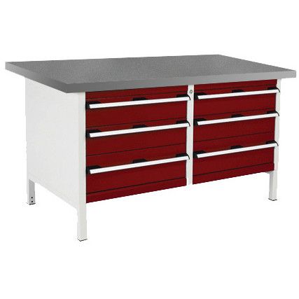 CUBIO STORAGE BENCH 1578-3.5 WITH LINO WORKTOP-LIGHT GREY/RED