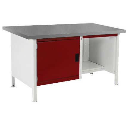 CUBIO STORAGE BENCH 1578-3.6 WITH LINO WORKTOP-LIGHT GREY/RED