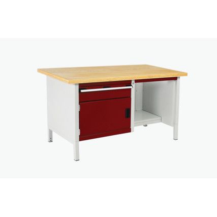 CUBIO STORAGE BENCH 1578-1.7 WITH MPX WORKTOP-LIGHT GREY/RED