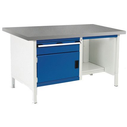 CUBIO STORAGE BENCH 1578-3.7 WITH LINO WORKTOP-LIGHT GREY/BLUE