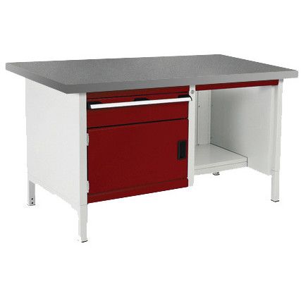 CUBIO STORAGE BENCH 1578-3.7 WITH LINO WORKTOP-LIGHT GREY/RED