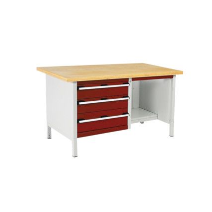 CUBIO STORAGE BENCH 1578-1.8 WITH MPX WORKTOP-LIGHT GREY/RED