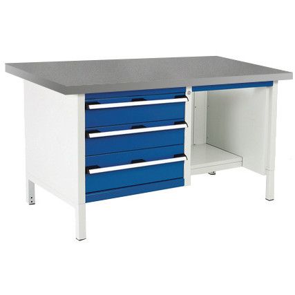 CUBIO STORAGE BENCH 1578-3.8 WITH LINO WORKTOP-LIGHT GREY/BLUE