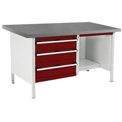 CUBIO STORAGE BENCH 1578-3.8 WITH LINO WORKTOP-LIGHT GREY/RED