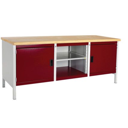 CUBIO STORAGE BENCH 2078-1.1 WITH MPX WORKTOP-LIGHT GREY/RED